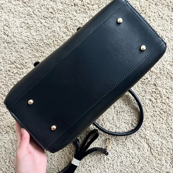 Black Leather Work Tote Bag - Picture 7 of 9